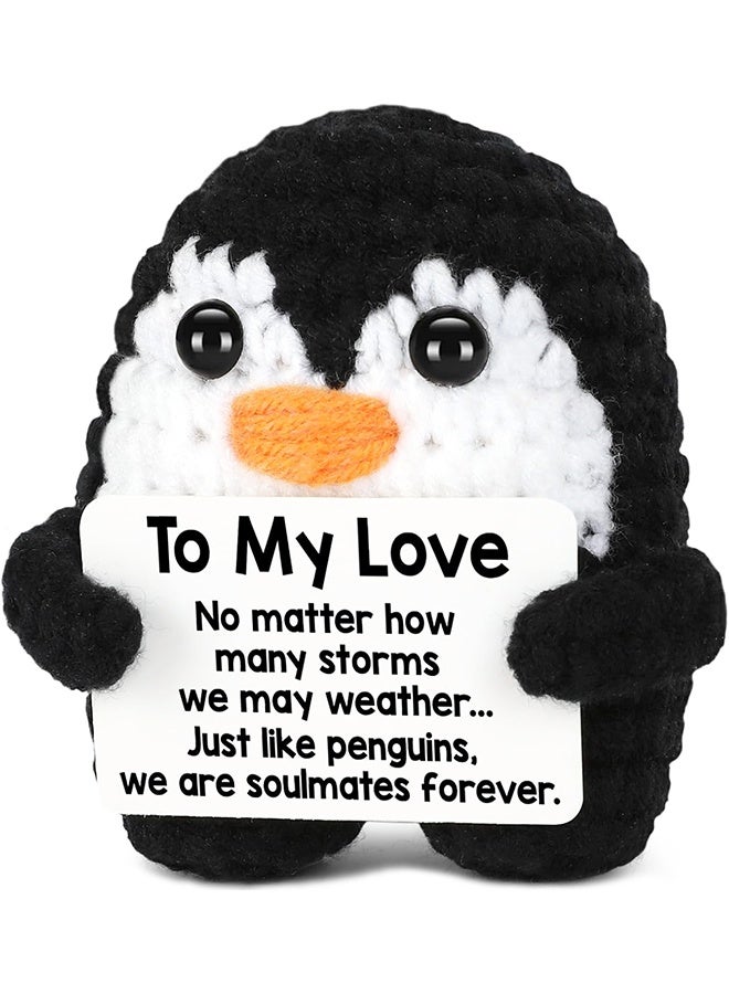 Handmade Crochet Penguin Gift, Cute Romantic Present for Him or Her, Boyfriend, Girlfriend, Husband, Wife, I Love You Anniversary, Birthday, Wedding, or Easter Gift for Couples - Image 1